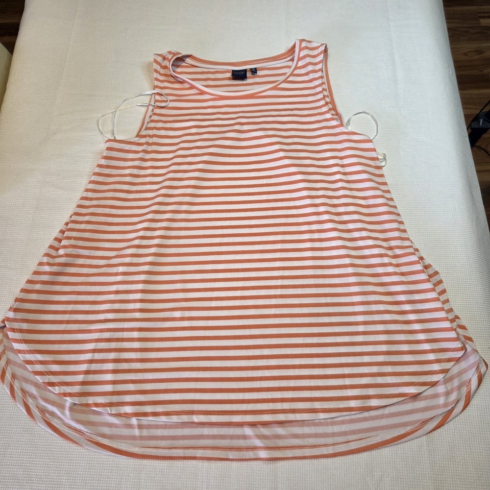Kaari Blue Tank Swim Top Coverup Stripes Medium Beach Coral Peach